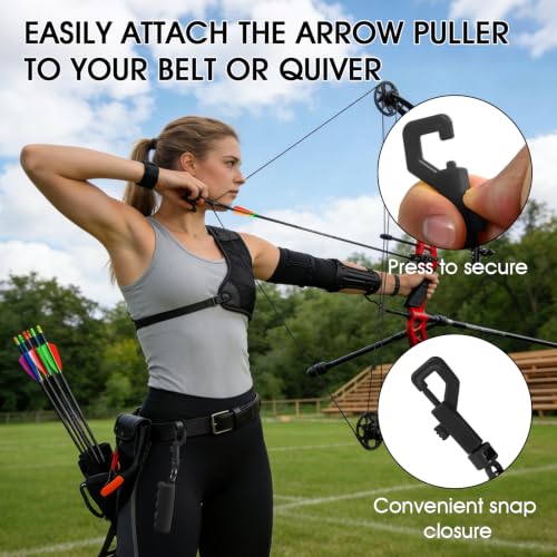 Archery Arrow Puller with Belt Clip - TPR Non-Slip Grip - Black