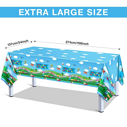 Transportation Table Covers - 3 Pack Birthday Party Supplies, 54 x 108 Inch