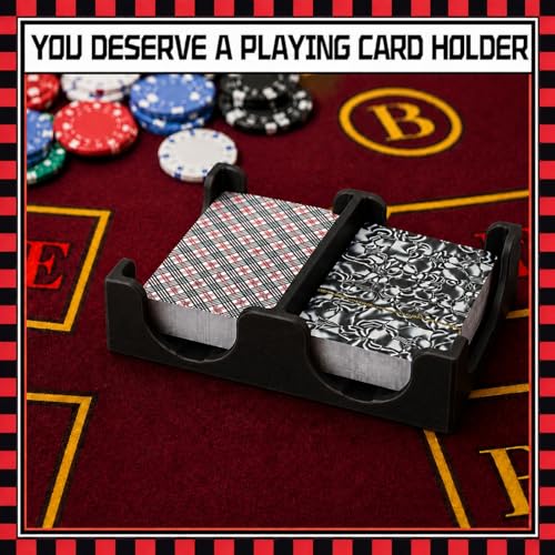 Canasta Playing Card Tray - 4 Deck Organizer - Black
