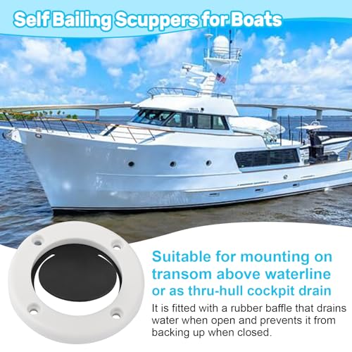 2 Pack Boat Self Bailing Scupper Flapper Valve Kit with 2-7/8 Inch and 1-1/2 Inch Fittings