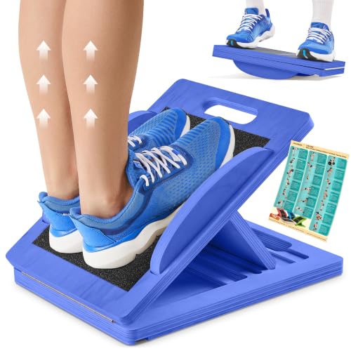 Wooden Slant Board for Exercise - 3-in-1 Calf Stretch & Balance Board - Blue