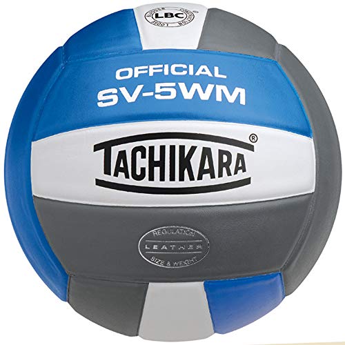 Tachikara Full Grain Leather Volleyball Collegiate Blue/White/Silver - NFHS Approved