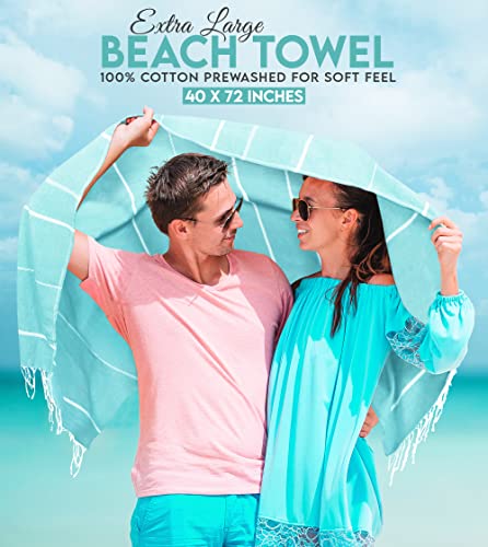 Aqua Utopia Towels Pack of 2 Oversized Turkish Beach Towels 40x72 Inches