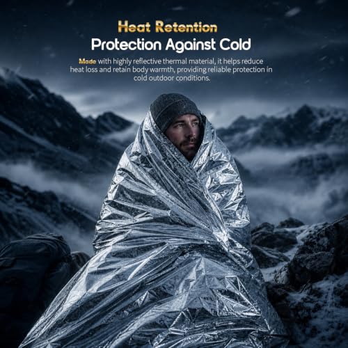 Emergency Thermal Mylar Rescue Blankets - 4 Pack, 83'' x 63''
