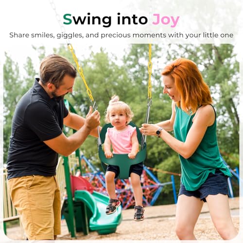 Toddler Swing Set - High Back Full Bucket Swing - Green