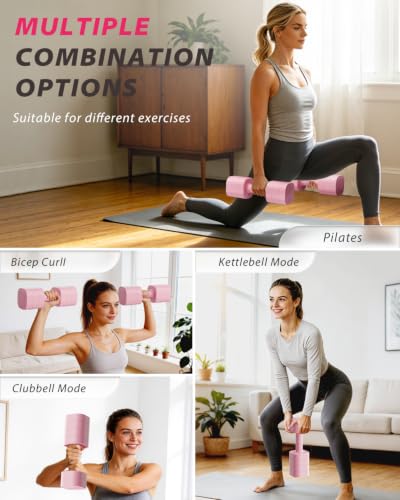 Adjustable Dumbbell Set - 2 to 10 lb Weights for Home - Pink