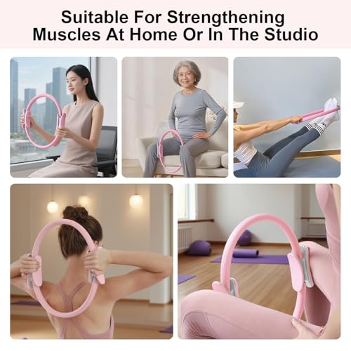 15-Inch Pilates Ring with Dual Padded Handles - Pink