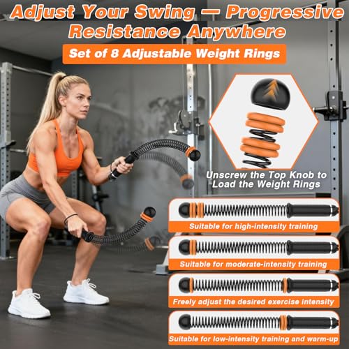 Ropeless Battle Rope - Cordless Fitness Rope with 8 Weight Rings - Black