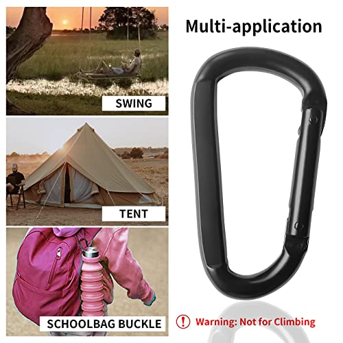 3" Heavy Duty Carabiner Clip - 880 lbs Capacity, Black