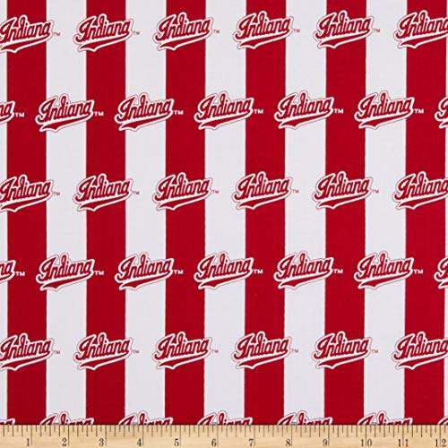 Indiana Hoosiers Cotton Fabric by the Yard - Red & White