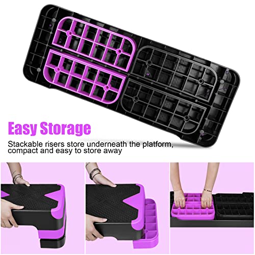 Adjustable Aerobic Stepper Fitness Platform - 3 Heights, Purple