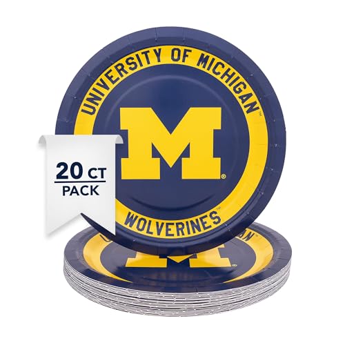 University of Michigan 20-Count 9-Inch Paper Plates - Game Day Party