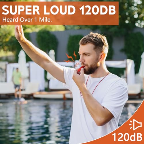 2-Pack Emergency Survival Whistles - 120dB Loud Safety Whistle with Lanyard