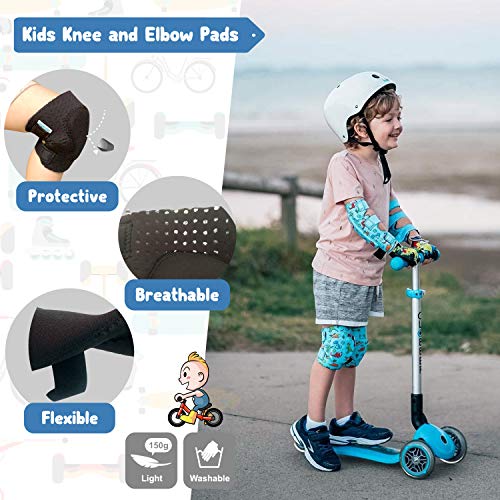 Kids Knee and Elbow Pads with Bike Gloves - Small Dinosaur