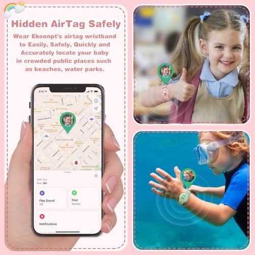 Waterproof AirTag Bracelet for Kids - Boba Tea Dinosaur Design