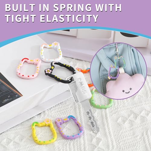 WTYONZEL 12 Pack Cute Cat-Shaped Aluminum Carabiner Keychains - Color 1