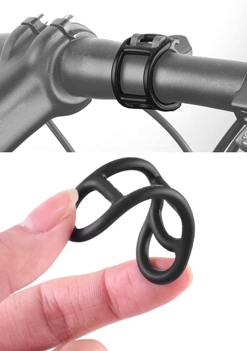 HOUSON 30PCS Flashlight Mounts Bicycle Light Silicone Rubber Straps 3 Type Cycling Rubber Mount Band for Flashlight Helmet Light Sets Water Bottle Holder Black