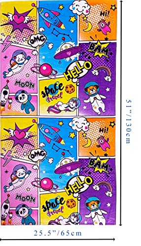 Kids Beach Towel - Soft Absorbent Cotton Velour - Space Travel 51"x25.5"