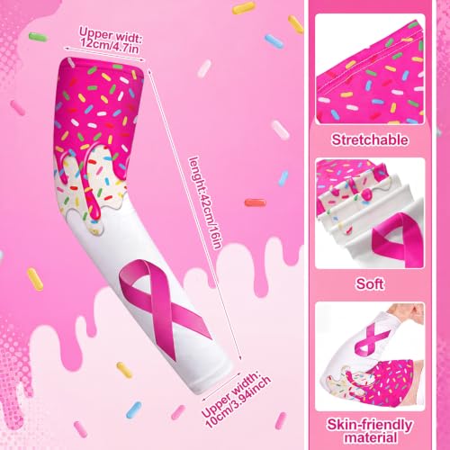 Leumoi 20 Pairs Small Ice Cream Breast Cancer Awareness Football Arm Sleeves - Unisex Sport Gear