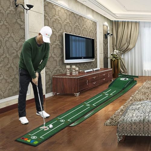 SWINGTEK Indoor Putting Green Mat with Auto Ball Return - Practice Golf at Home or Office
