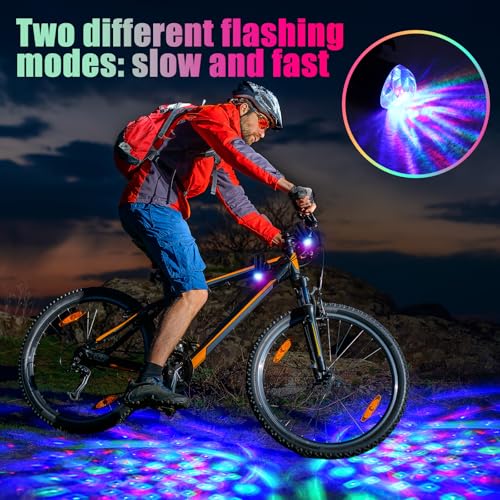 Kittmip Disco Party LED Bike Light (2 Pack, Black) – 360° Colorful Bicycle Light