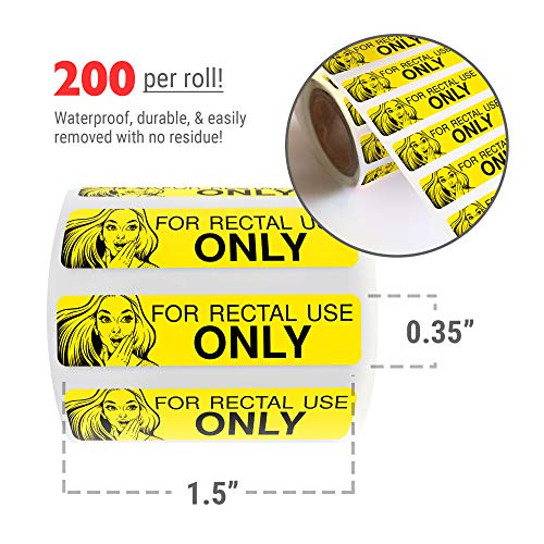 Funny Rectal Use Only Stickers - 200/Roll Yellow Prank Gift