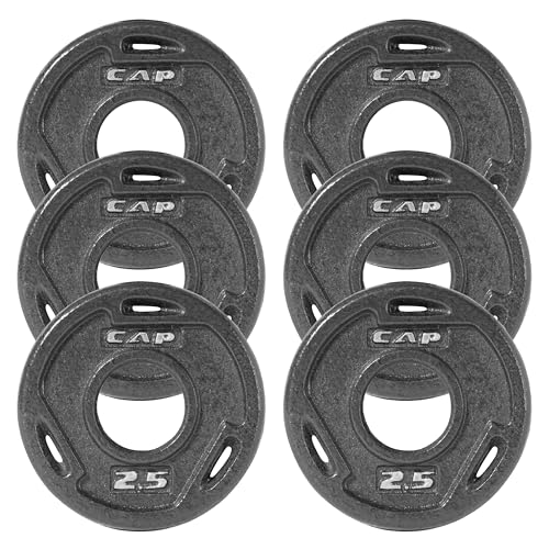 CAP Elite 2.5 lb Olympic Weight Plates Set of 6 - Solid Cast Iron Fitness Weights