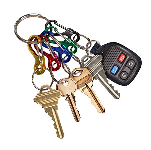 Small C-Shape Carabiner Keychain Clips Set - 5 Colors, 1 Pack