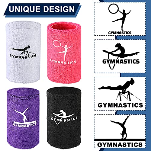 4 Pcs Kids Gymnastics Wristbands - Black, Purple, White, Pink