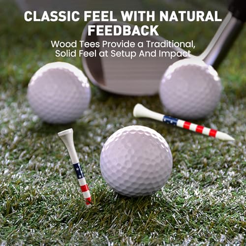 Golf Tees Set - 2 3/4 Inch (50 Pack) USA Flag Design