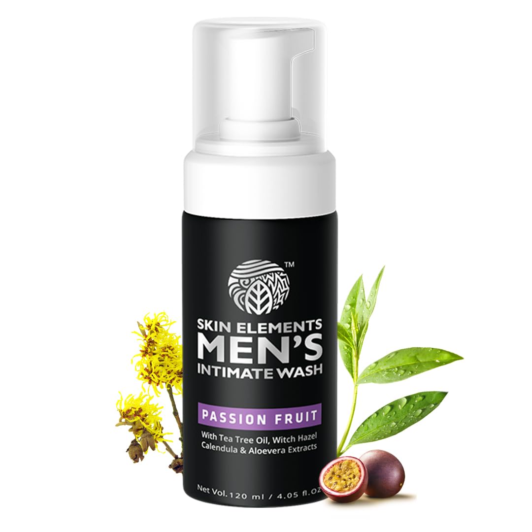 Skin Elements Intimate Wash for Men - pH Balanced Foaming Formula with Passion Fruit (4.05 Fl Oz) | Prevents Itching & Odor