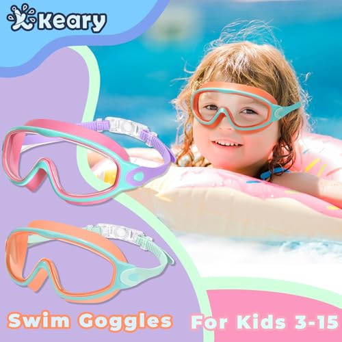 Kids Swim Goggles - Wide View Anti-Fog UV Protection for Ages 3-15