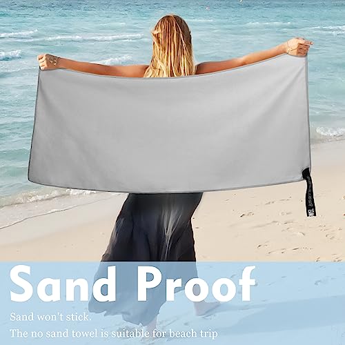 Microfiber Travel Towel - Soft, Lightweight, Quick Dry - XS 12"×24" White Gray