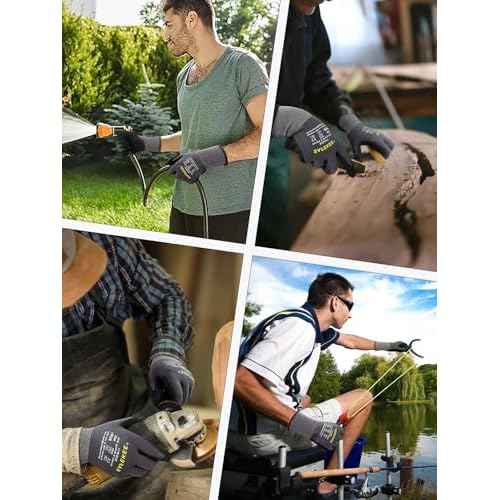 Touchscreen Nitrile Coated Work Gloves 12 Pairs Frosted Grip Safety Gloves for Gardening Electronics Seamless