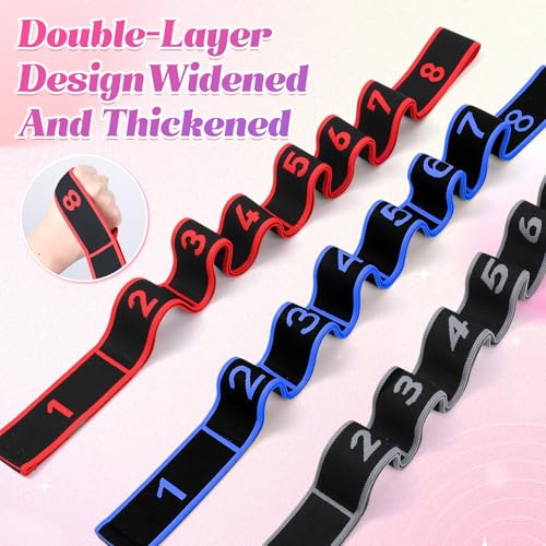 8-Level Adjustable Fitness Resistance Band with Handles - 3pcs-A