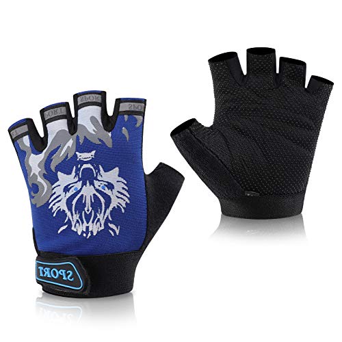 Kids Fishing Gloves - Outdoor Sports Cycling Gloves - Blue