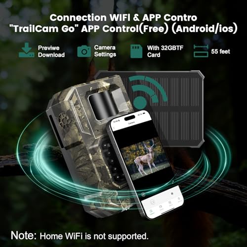 4K 64MP Solar WiFi Trail Camera with Night Vision - PH960W-1