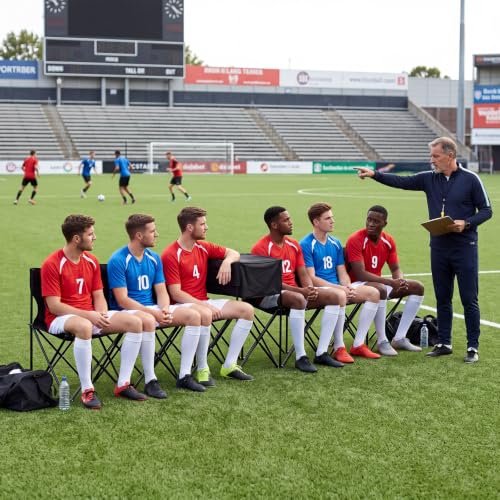 6-Seat Folding Soccer Bench with Cooler - Portable Team Chair