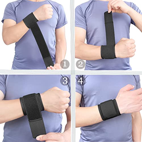 Adjustable Wrist Support Braces - 2 Pack Compression Wraps for Pain Relief