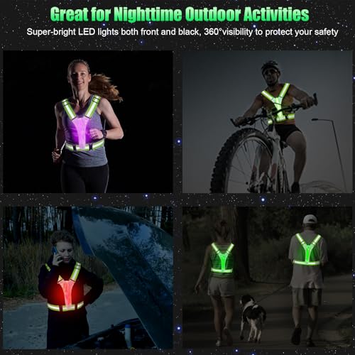 LED Reflective Vest for Running, Cycling & Walking - Adjustable & Rechargeable