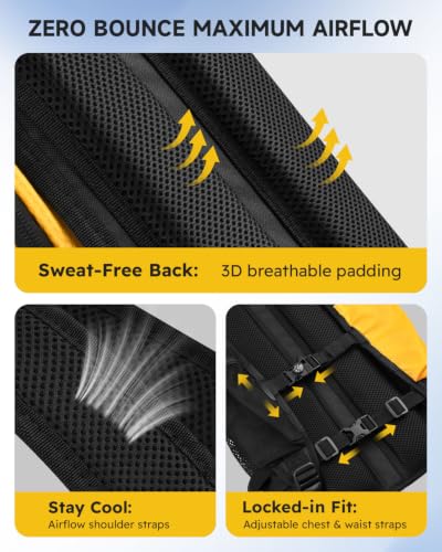 MOKURA Yellow 18L Lightweight Hydration Backpack with 2L Water Bladder