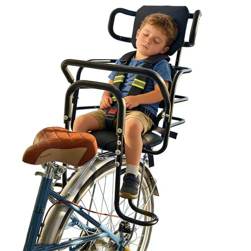 Kid's Bike Seat with Adjustable Headrest - Black