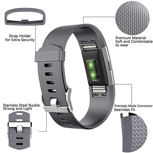 Fitbit Charge 2 Replacement Bands - Large Gray/Blue/Black 3-Pack