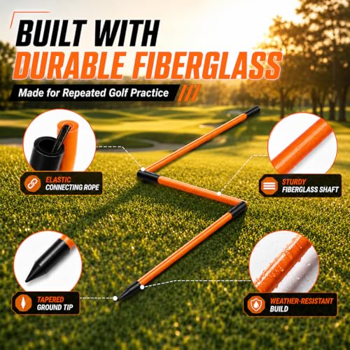 Collapsible Golf Alignment Sticks - 4 Pack Orange, 40" Training Aid