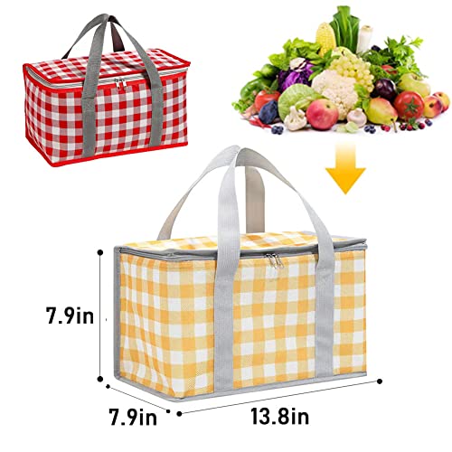 Insulated Foldable Cooler Bag - Yellow Picnic Basket
