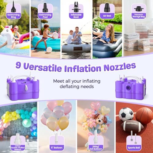 4-in-1 Electric Balloon Pump with Triple Nozzles for All Balloons