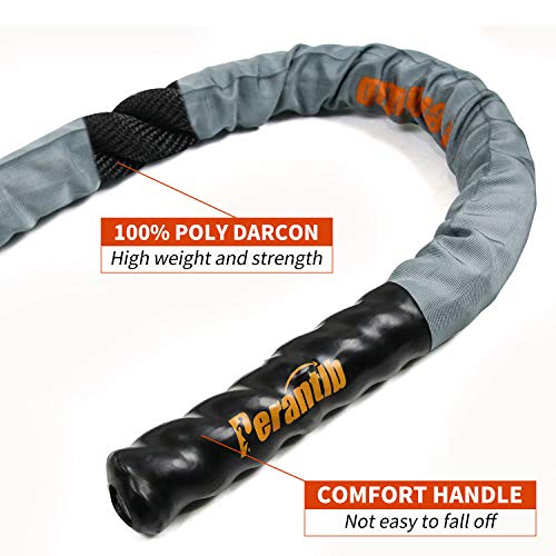 Perantlb Poly Battle Rope with Cloth Sleeve -1.25/1.5/2 Inch Diameter