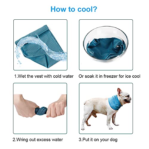 Dog Cooling Bandana Collar - Instant Cooling Scarf for Medium Dogs, Blue