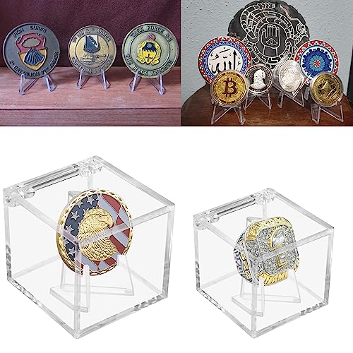 Clear Acrylic Championship Ring Display Case - 2.36 Inch Square Cube