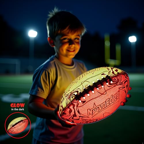 NovaEdge LED Glow Football Orange/Yellow - Rechargeable 9.25-inch Light-Up Soccer Ball for Night Outdoor Play
